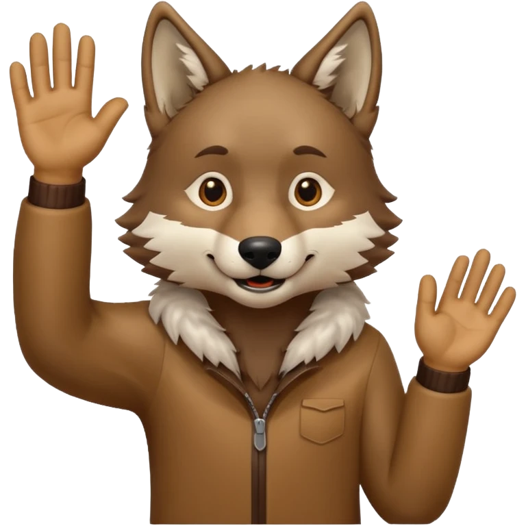 wolf waving his hand while he's standing emoji