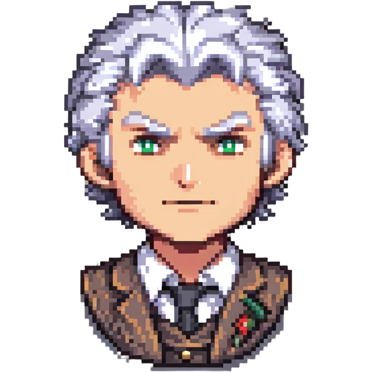 Professor Oak from Pokemon with grey hair emoji