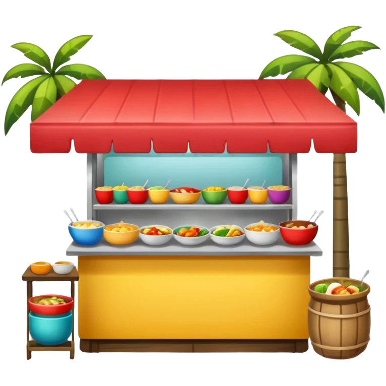 small indonesian roadside foodstall, front facing emoji