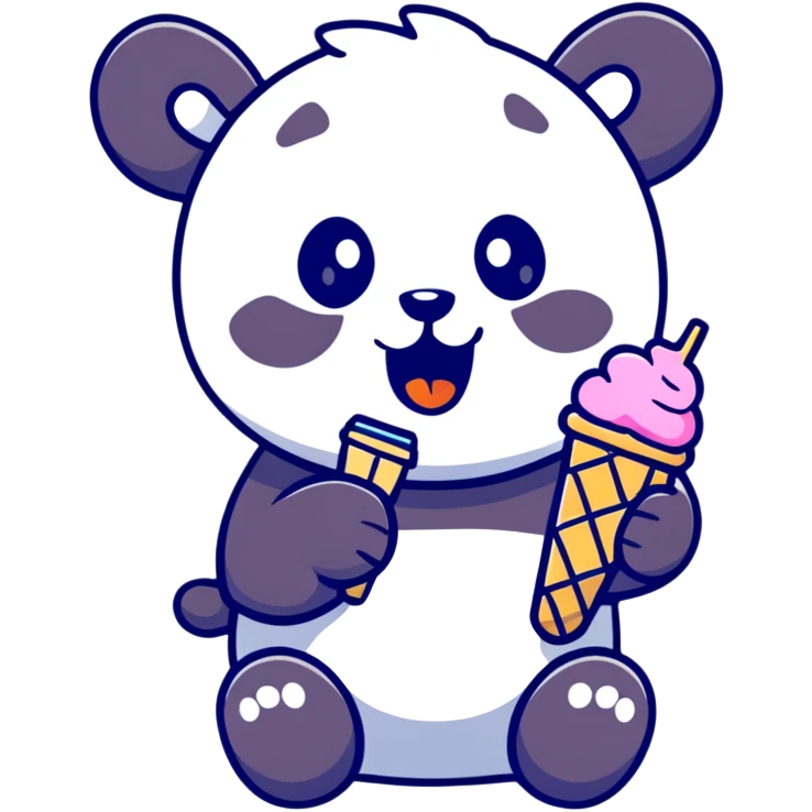 Panda eating ice cream emoji