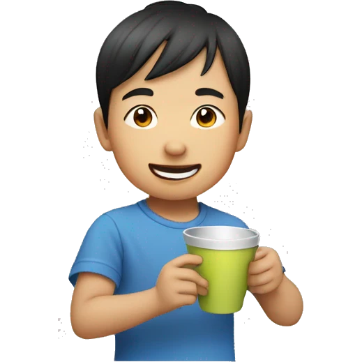 asian little boy playing with cups  emoji