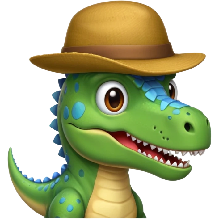 A dinosaur with hat emoji