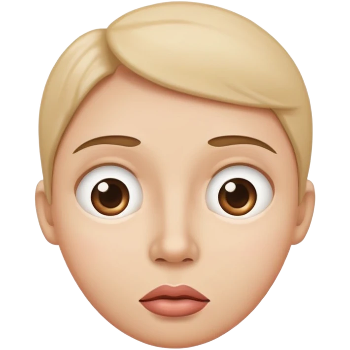 Cara redonda cuello sacado, labios para fuera y ojos abiertos  emoji