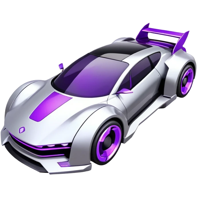 futuristic silver and black and white and purple cyberpunk car emoji