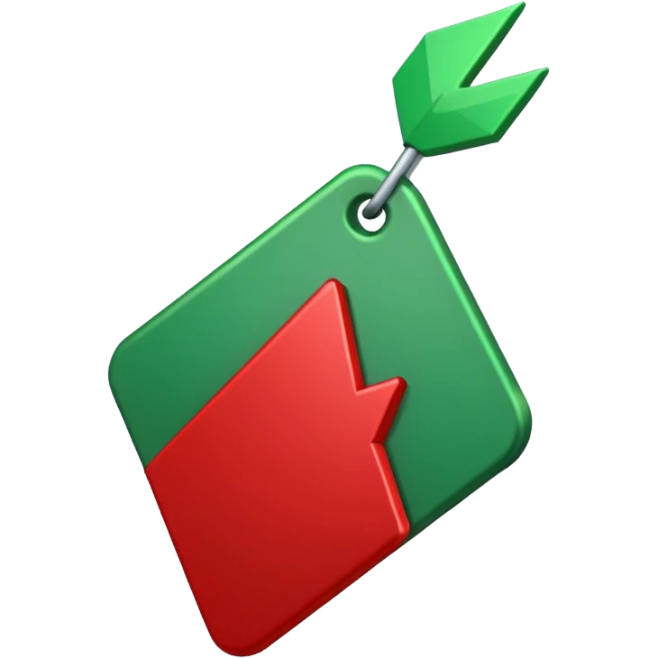 Tag vermelha com uma flecha pra cima verde do lado emoji