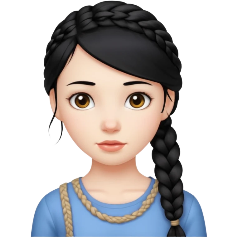 a girl with black hair in a braid emoji