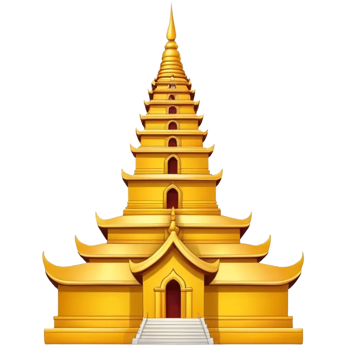 Dai minority pagoda in Xishuangbanna, simplified emoji style with bold outlines and bright colors, cartoon style golden Buddhist tower emoji