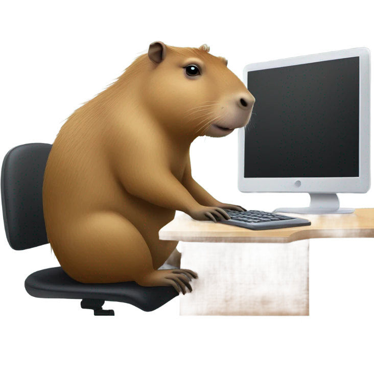 Capybara using computer emoji