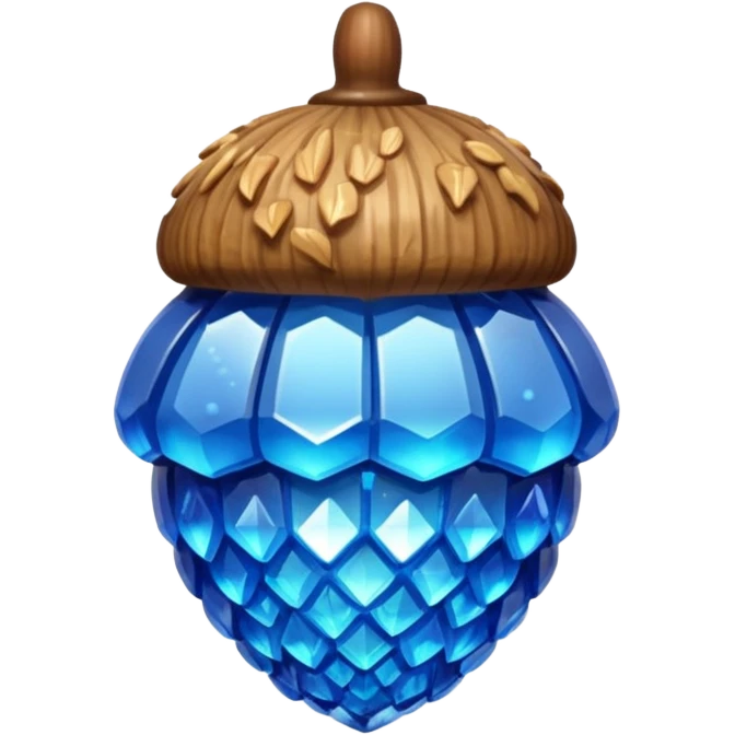 Blue crystallised acorn emoji