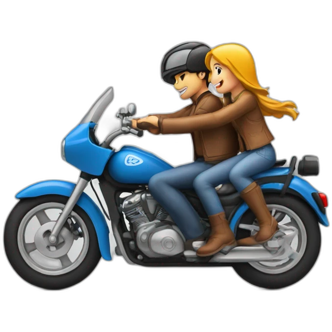 Motorcicle with 1 Man driving and 2 girls behind emoji