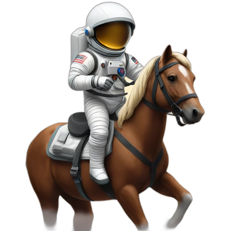 Astronaut with helmet closed riding a wild horse emoji