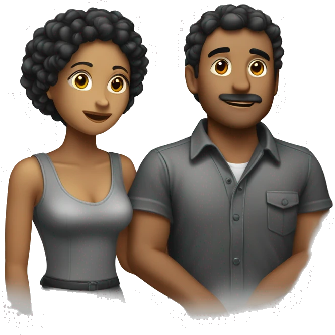 Pareja chico rubio oscuro y chica pelo rizado negro  emoji