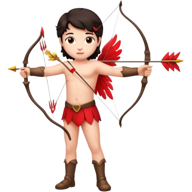 Full body Cupid with a bow and dark hair emoji