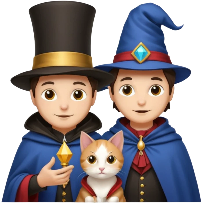 magician couple and their pet cat emoji