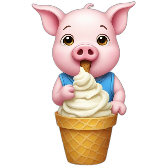 little pig eating ice cream emoji