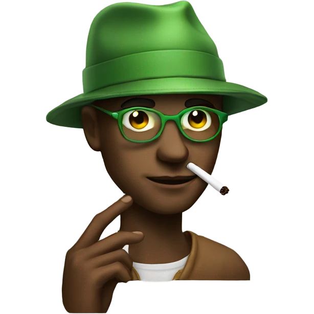 Cool dude Smoking weed with hat  emoji