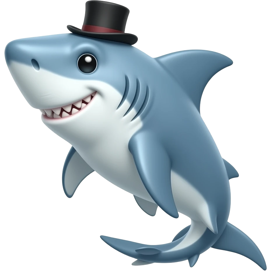 Shark with a top hat emoji