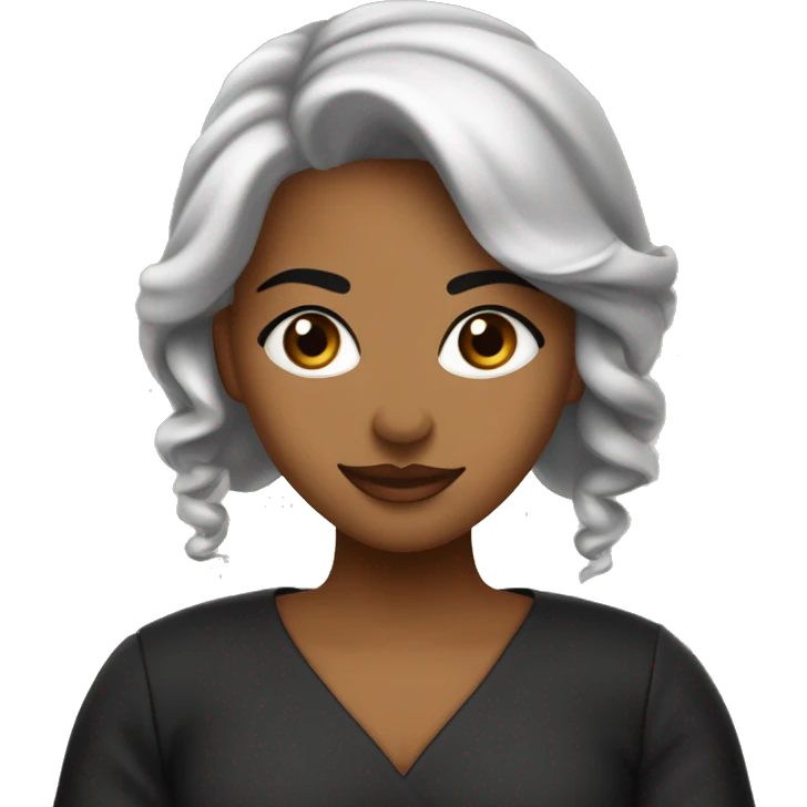 Mujer adolescente medio castaño muy clarito, ojos medianos tirado a pequeños marrones clarito, labios ni finos ni gordos rositas claritos, de piel ni muy morena ni muy blanca, vestido negro, pendientes de aros pequeños dor emoji