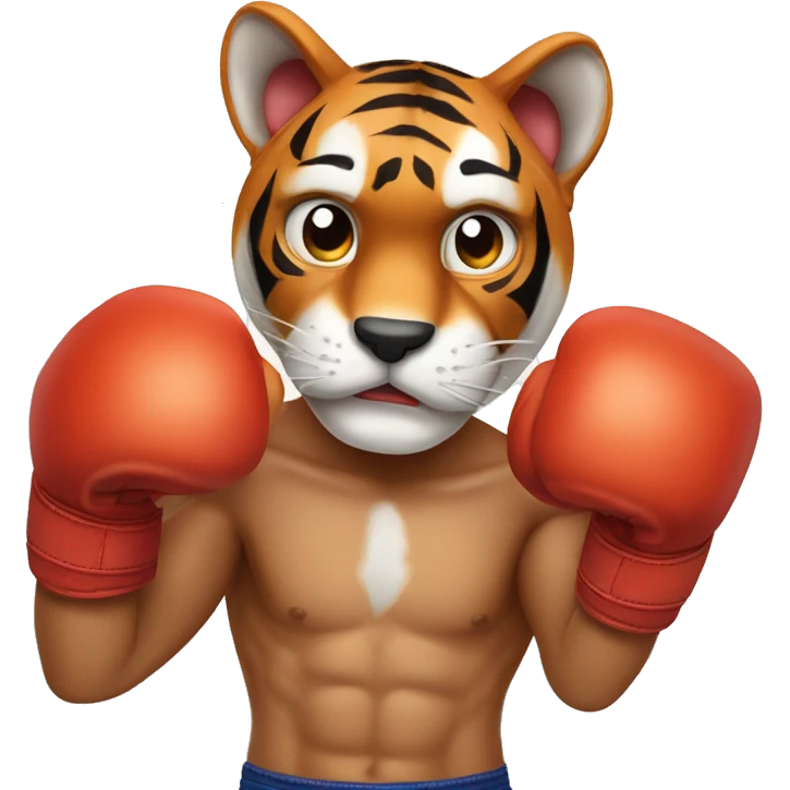 A boxer tiger with his hands on the lineA boxer tiger with hands on the line of the face  emoji