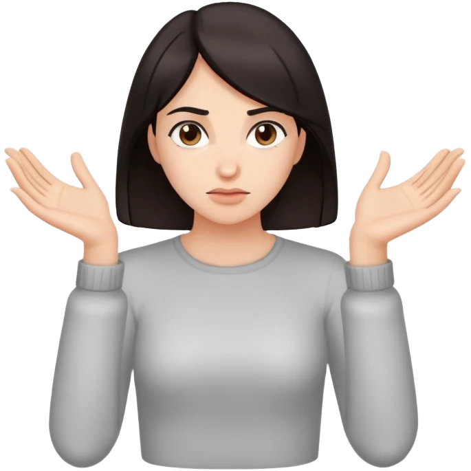 Woman with dark hair, both hands gripping downward as if holding onto something, isolated figure with no water emoji
