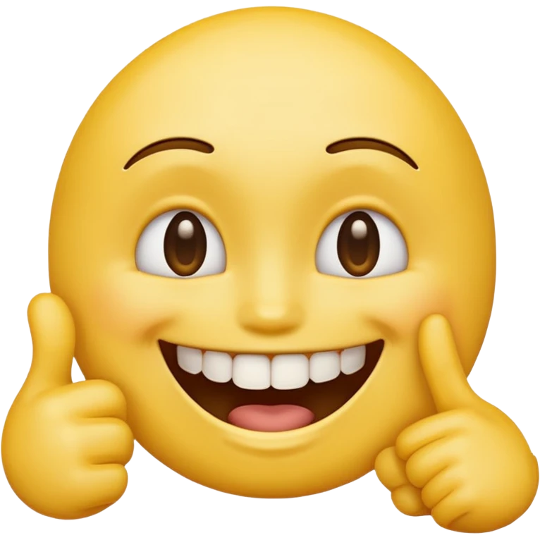 Emoji tête jaune avec un sourire et le doigt à moitié devant les dents  emoji