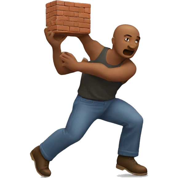 man throwing a brick emoji
