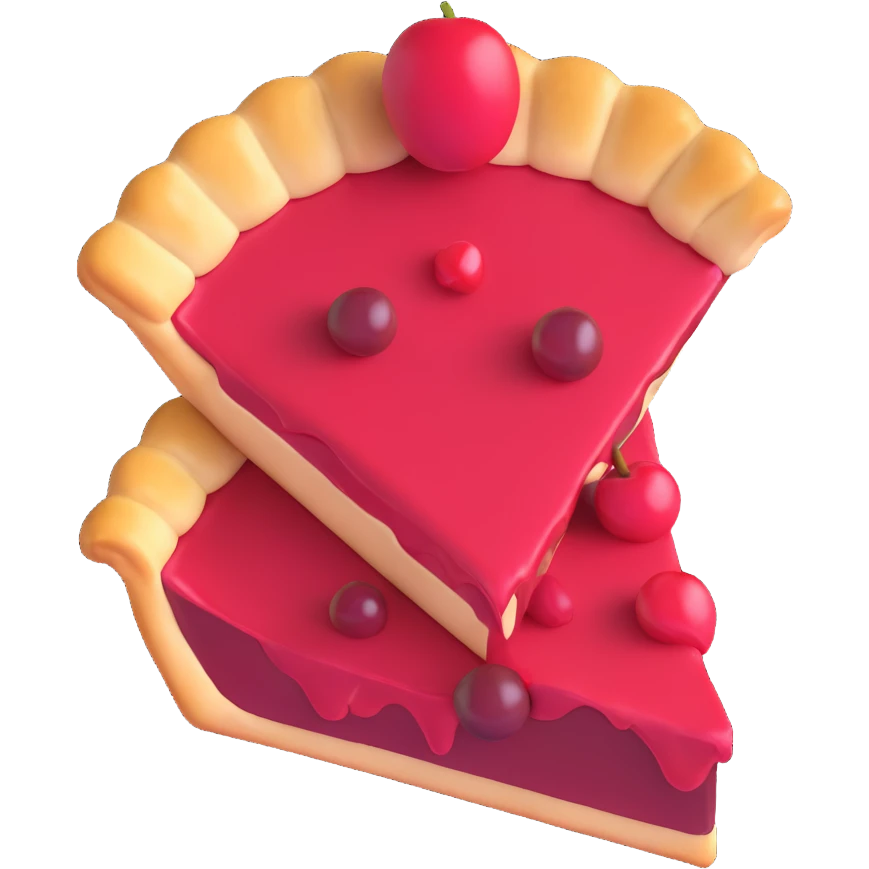 slice of cherry pie, 3D emoji style, simple, no text emoji