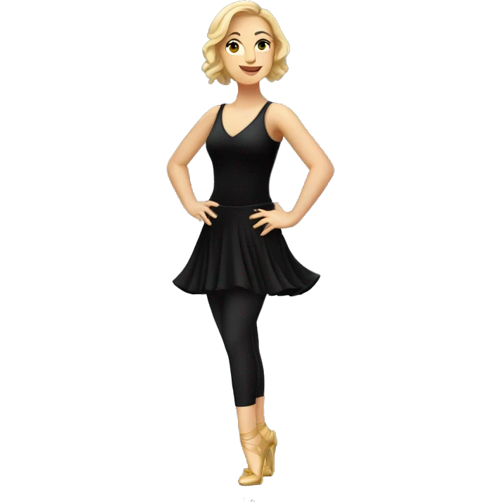 caucasian woman jazz dancer black attire emoji