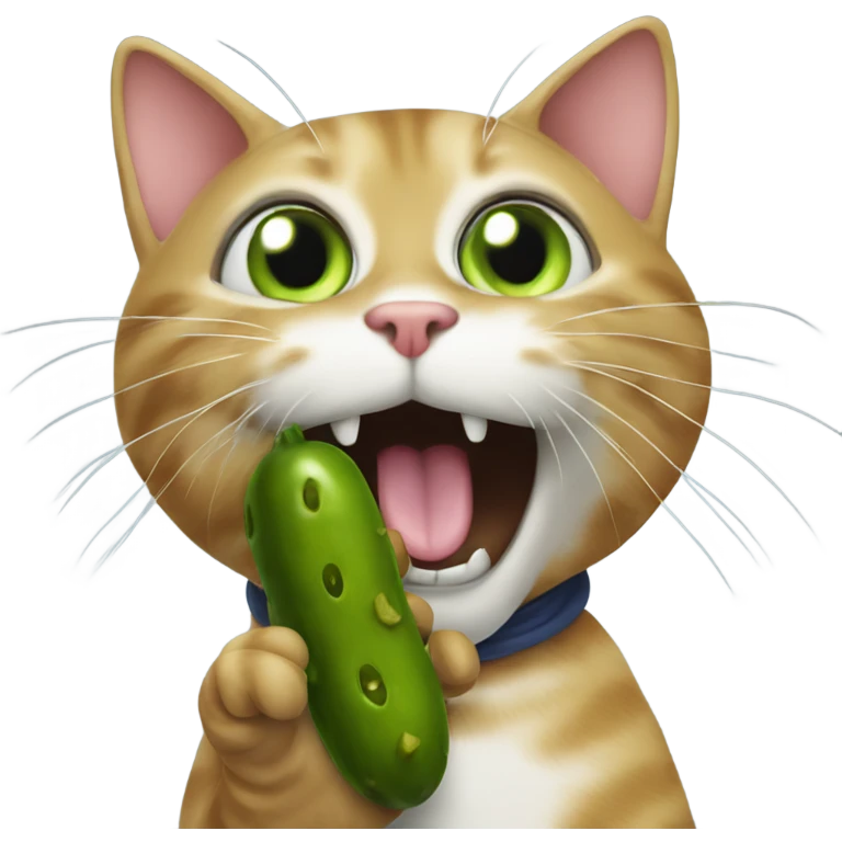 Cat playing with pickle emoji