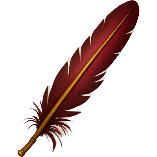 a maroon feather quill and an open SCROLL emoji