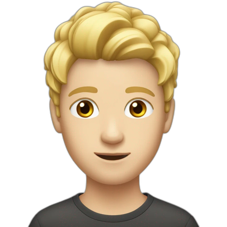 Ein 21-jähriger Junge mit blonde Haare und halbe Bad und Schnurrbart und ein Augenbrauen cut emoji