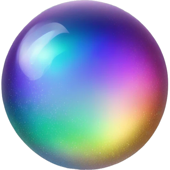 Sparkly iridescent rainbow-gradient crystal-glass orb sphere emoji