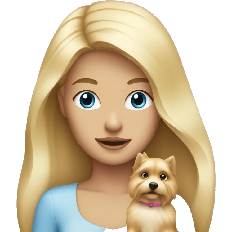 Blonde girl blue eyes holding spitz  emoji