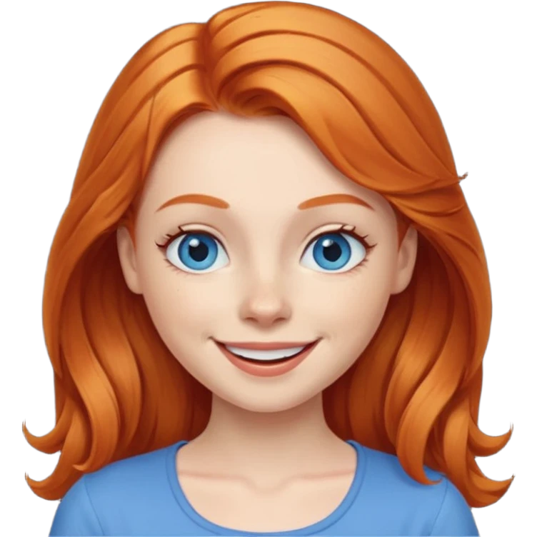 winking girl with ginger hair and blue eyes emoji