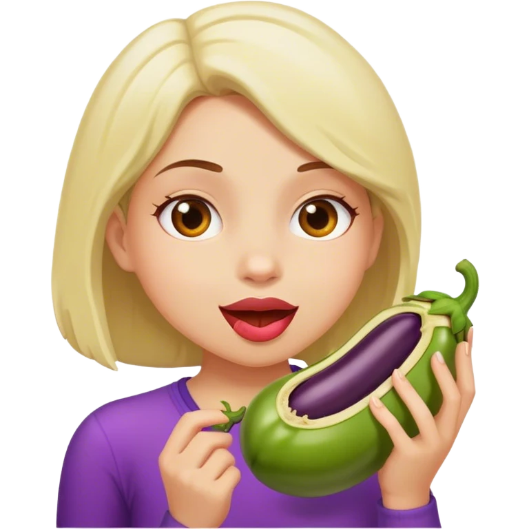 Girl eating eggplant  emoji
