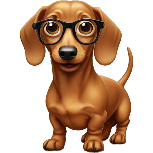 Tiny dachshund wearing glasses farting  emoji