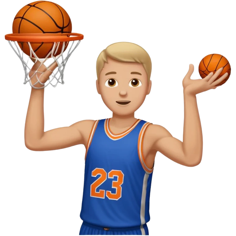 A white man with a basketball, doing a layup emoji