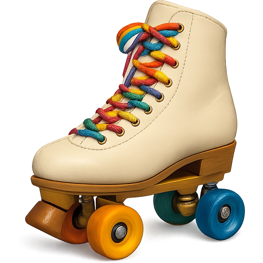 retro roller skate with rainbow laces emoji