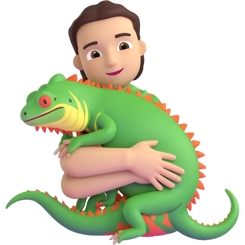 person hugging an iguana emoji