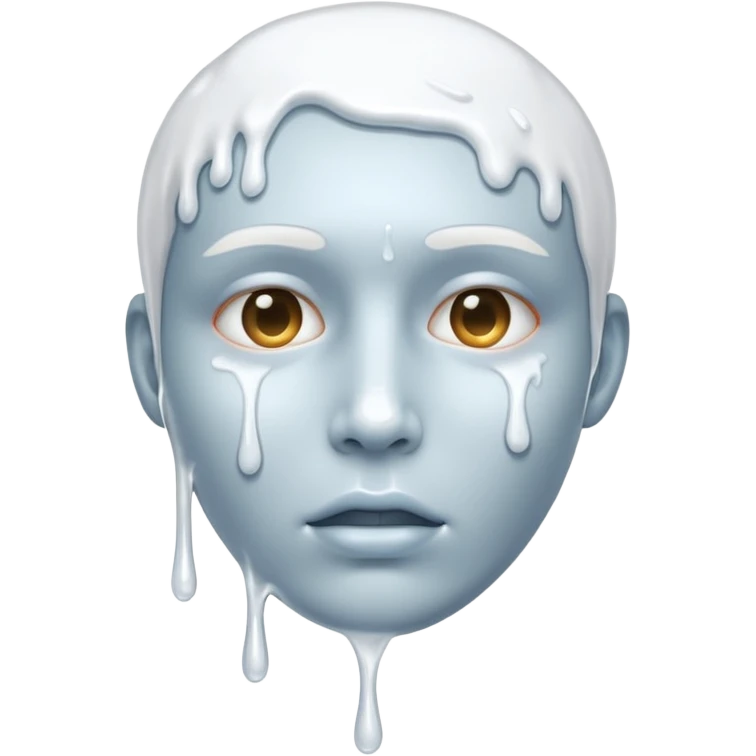 White liquid dripping from face  emoji