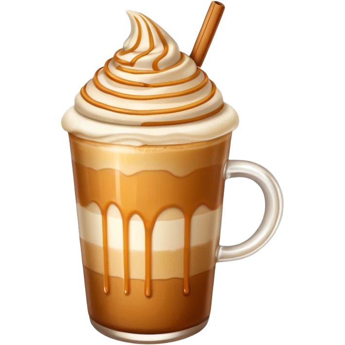 Caramel mocciato with cream and caramel drizzle emoji