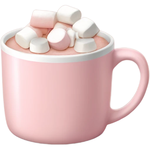 Light Pink mug of hot chocolate with marshmallows  emoji