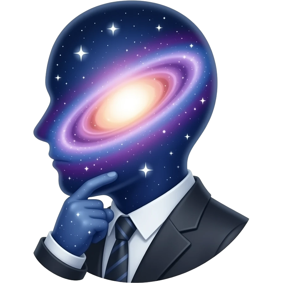 Galaxy thinking emoji face stroking chin with hand emoji