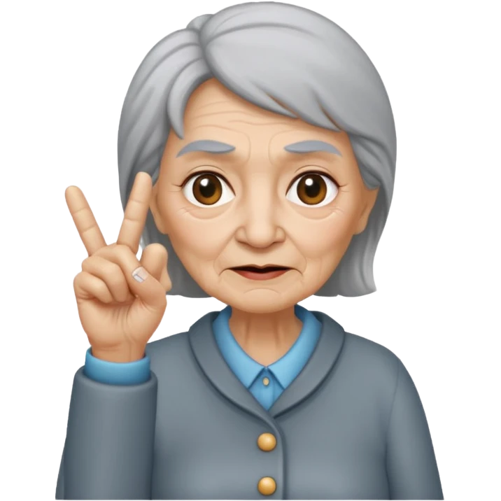 mittelfinger die eine oma zeigt  emoji