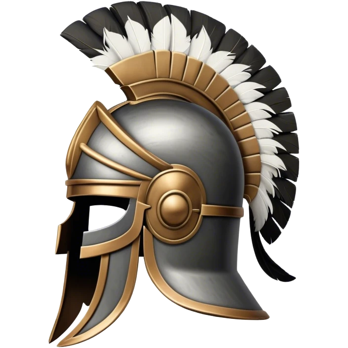 roman helmet steel centurion black & white stripey plumage emoji