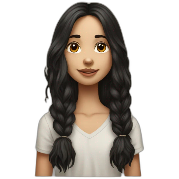 hyperrealist caucasian girl black long hair with brown english setter dog emoji