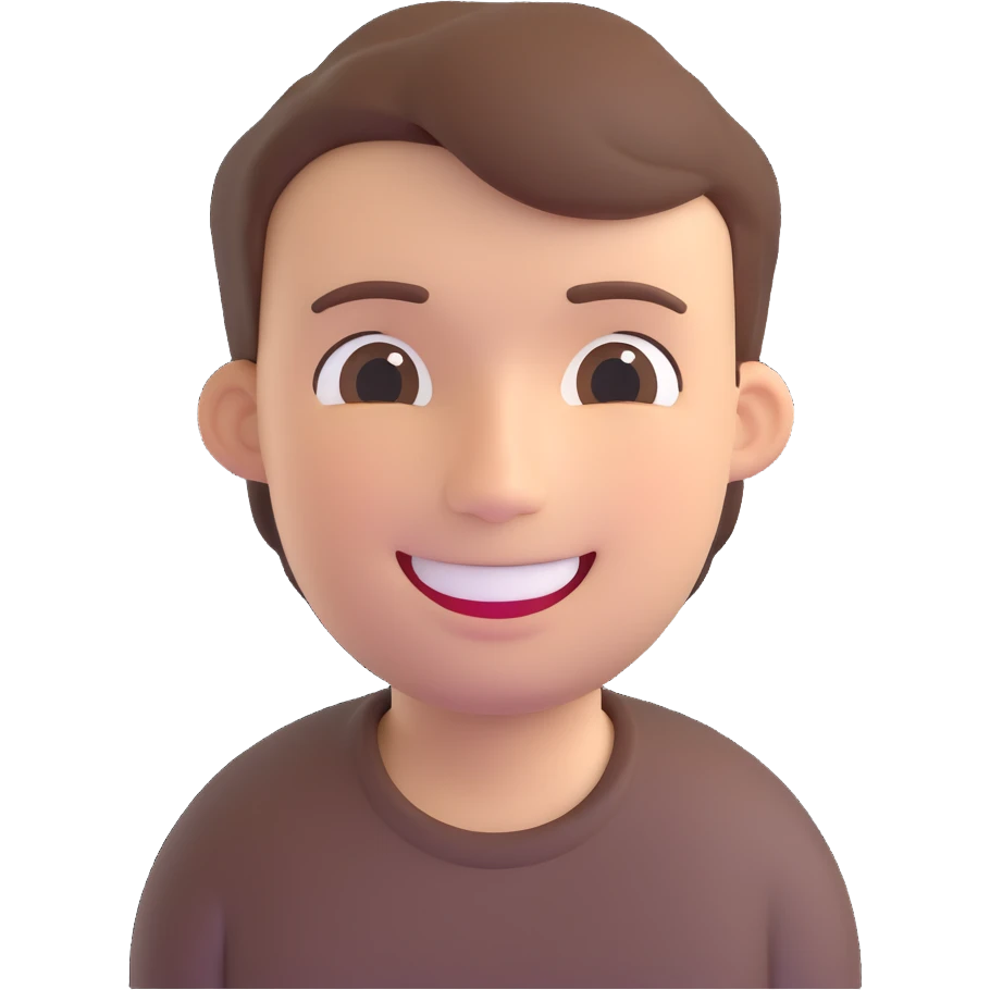 A man with short brown hair, with a smile emoji