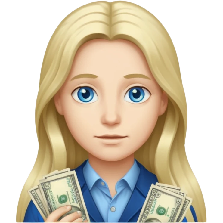 Long hair with blue eyes and money  emoji