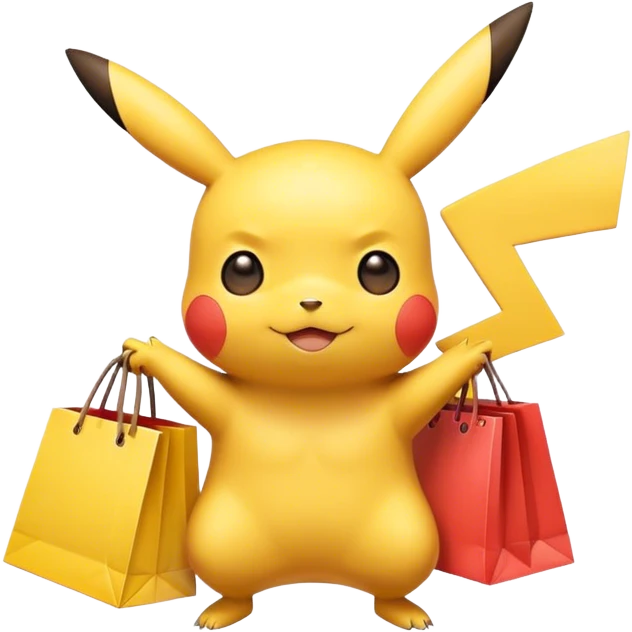 Pikachu with shopping bags emoji