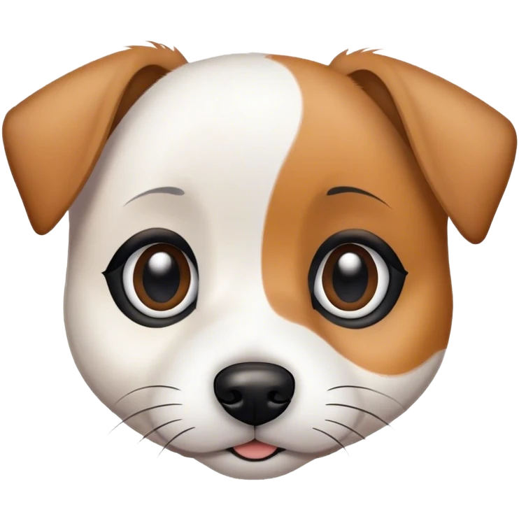 Small jack russel terrier with big dolly eyes, and some black marking around eyes emoji